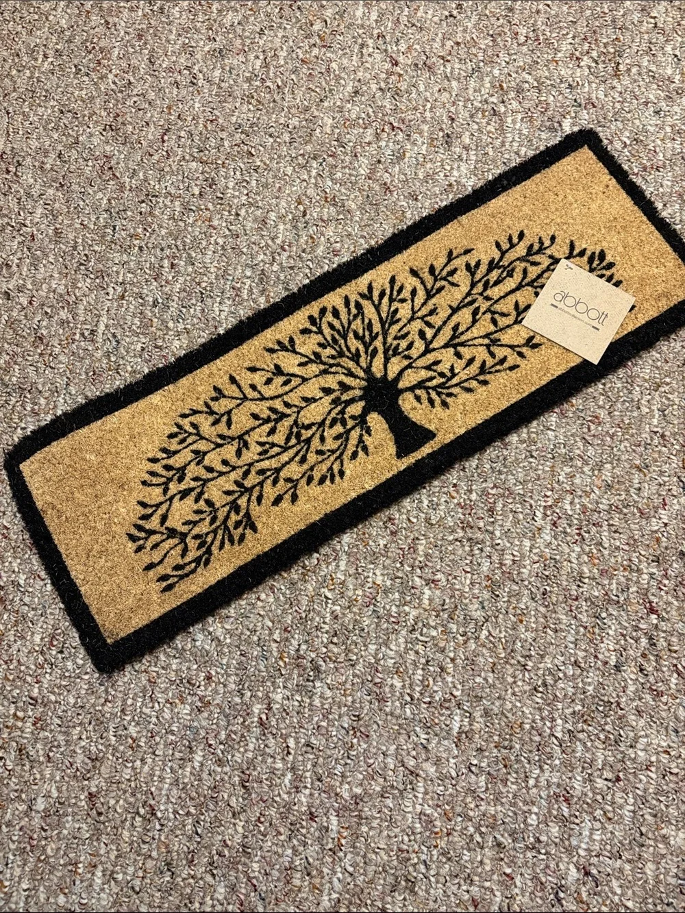 Abbott Home Collection natural Coir Tree of Life Balcony Mat w/Border 10x30 NWT